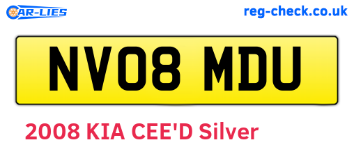 NV08MDU are the vehicle registration plates.