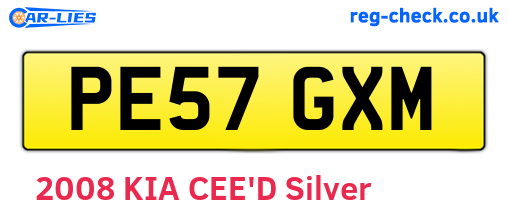 PE57GXM are the vehicle registration plates.