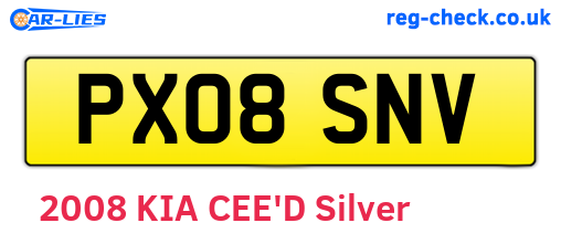 PX08SNV are the vehicle registration plates.