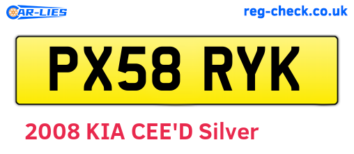 PX58RYK are the vehicle registration plates.
