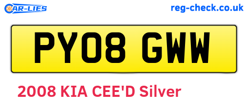 PY08GWW are the vehicle registration plates.