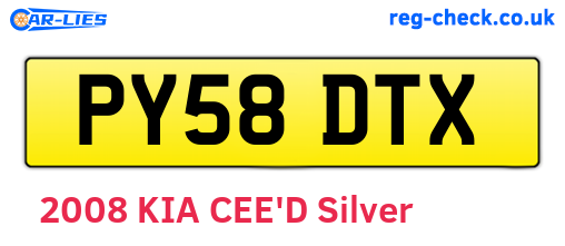 PY58DTX are the vehicle registration plates.