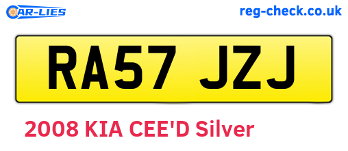 RA57JZJ are the vehicle registration plates.