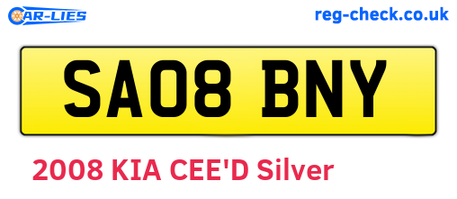 SA08BNY are the vehicle registration plates.