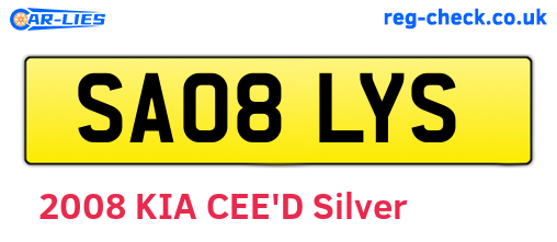 SA08LYS are the vehicle registration plates.