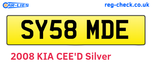 SY58MDE are the vehicle registration plates.