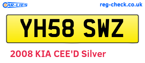 YH58SWZ are the vehicle registration plates.