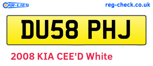 DU58PHJ are the vehicle registration plates.