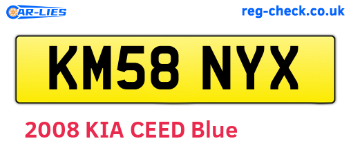 KM58NYX are the vehicle registration plates.
