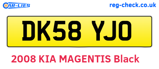 DK58YJO are the vehicle registration plates.