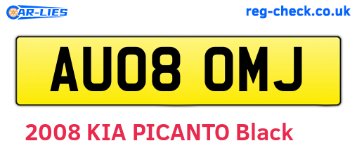 AU08OMJ are the vehicle registration plates.