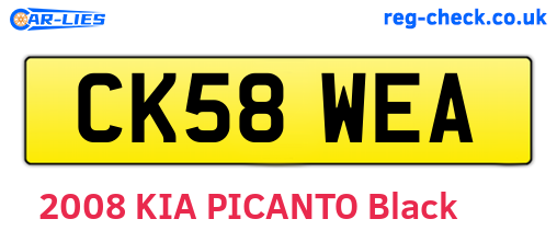 CK58WEA are the vehicle registration plates.
