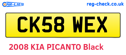 CK58WEX are the vehicle registration plates.