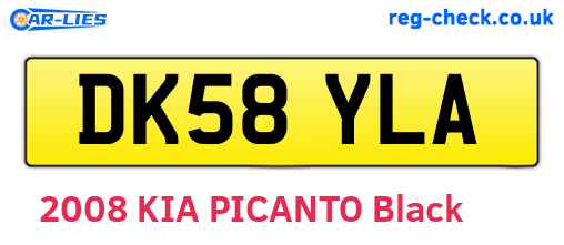 DK58YLA are the vehicle registration plates.