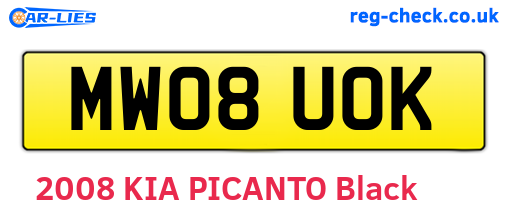 MW08UOK are the vehicle registration plates.