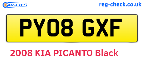 PY08GXF are the vehicle registration plates.