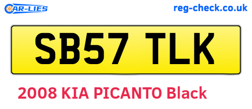 SB57TLK are the vehicle registration plates.