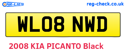 WL08NWD are the vehicle registration plates.