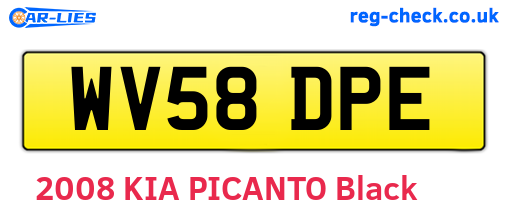 WV58DPE are the vehicle registration plates.
