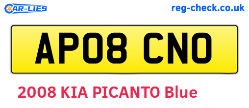 AP08CNO are the vehicle registration plates.