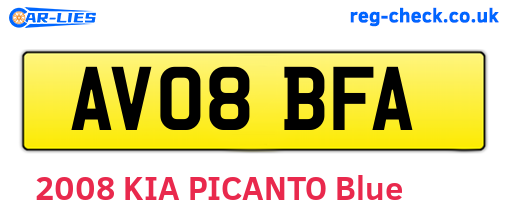AV08BFA are the vehicle registration plates.