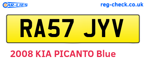 RA57JYV are the vehicle registration plates.