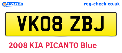 VK08ZBJ are the vehicle registration plates.