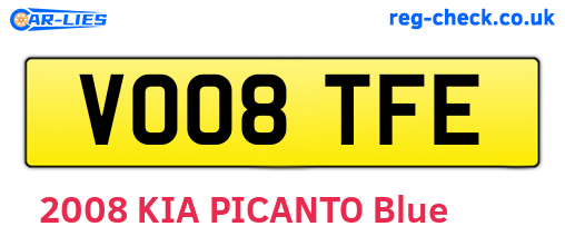 VO08TFE are the vehicle registration plates.