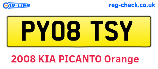 PY08TSY are the vehicle registration plates.