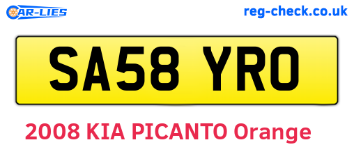 SA58YRO are the vehicle registration plates.
