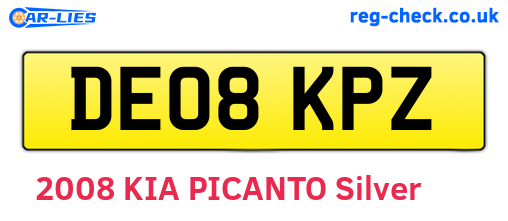 DE08KPZ are the vehicle registration plates.