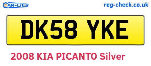 DK58YKE are the vehicle registration plates.