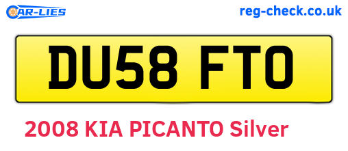 DU58FTO are the vehicle registration plates.