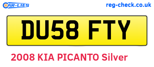 DU58FTY are the vehicle registration plates.