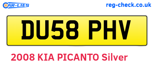 DU58PHV are the vehicle registration plates.