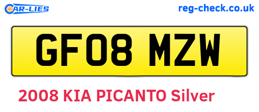 GF08MZW are the vehicle registration plates.