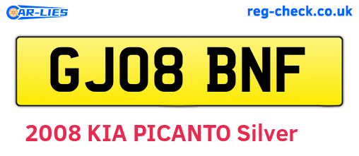 GJ08BNF are the vehicle registration plates.