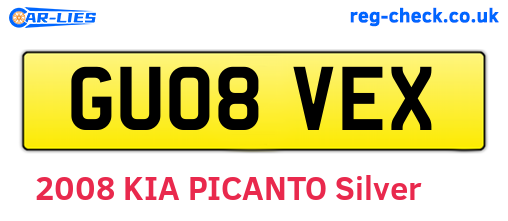 GU08VEX are the vehicle registration plates.