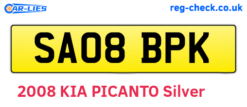 SA08BPK are the vehicle registration plates.