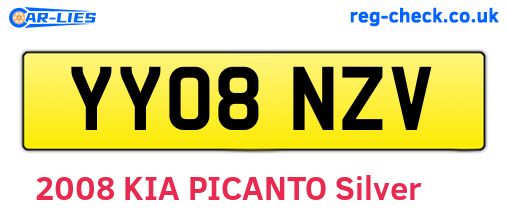 YY08NZV are the vehicle registration plates.