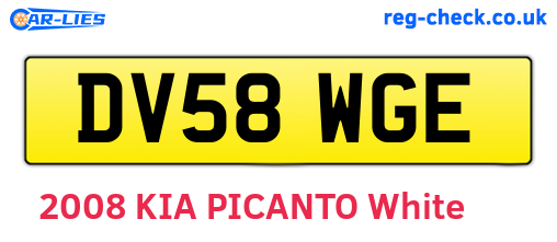 DV58WGE are the vehicle registration plates.