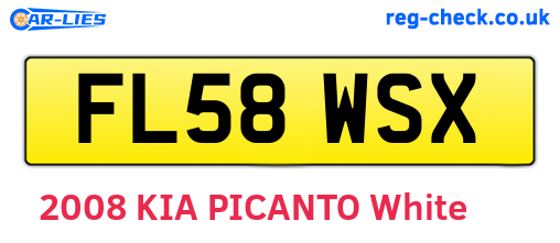 FL58WSX are the vehicle registration plates.