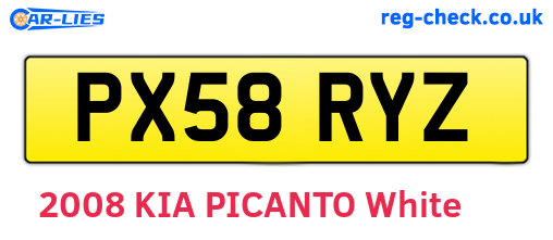 PX58RYZ are the vehicle registration plates.