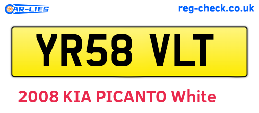 YR58VLT are the vehicle registration plates.