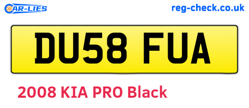 DU58FUA are the vehicle registration plates.