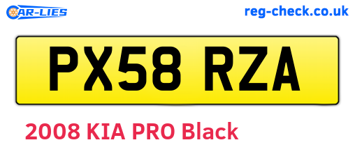 PX58RZA are the vehicle registration plates.