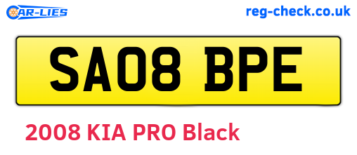 SA08BPE are the vehicle registration plates.