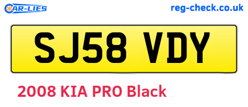 SJ58VDY are the vehicle registration plates.