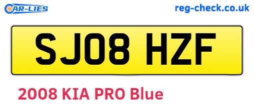 SJ08HZF are the vehicle registration plates.