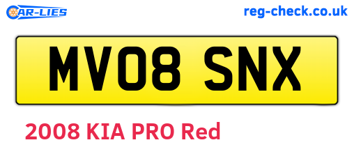 MV08SNX are the vehicle registration plates.